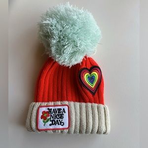 Free People Pom Pom Patched Beanie